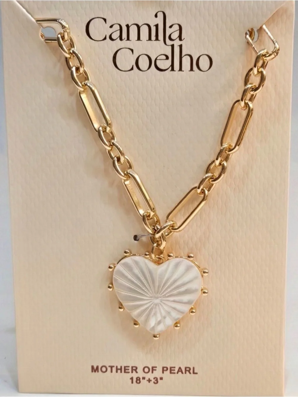 NWT ⚜️🤍⚜️ Camila Coelho Mother of Pearl Heart Pendant Necklace